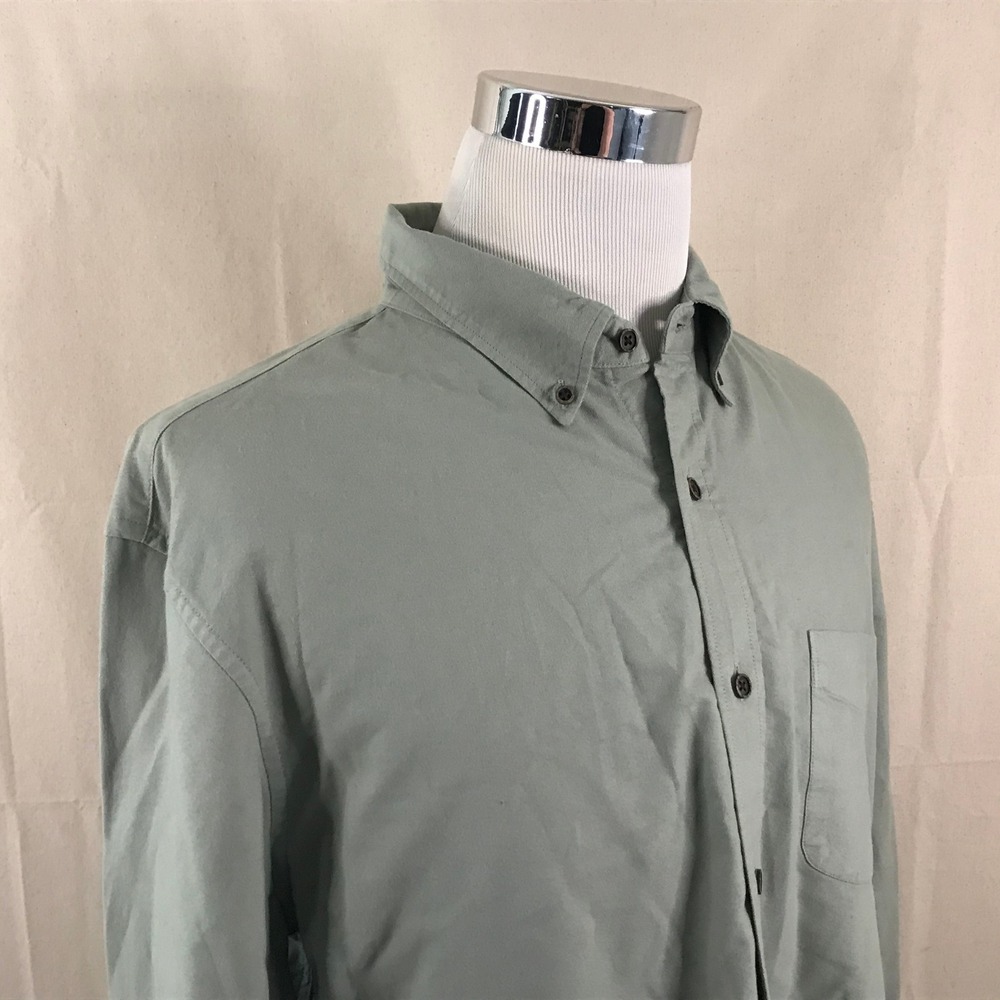 J. Crew XL Slim Untucked Button Down Shirt Soft Green Garment Dye Cotton Mens